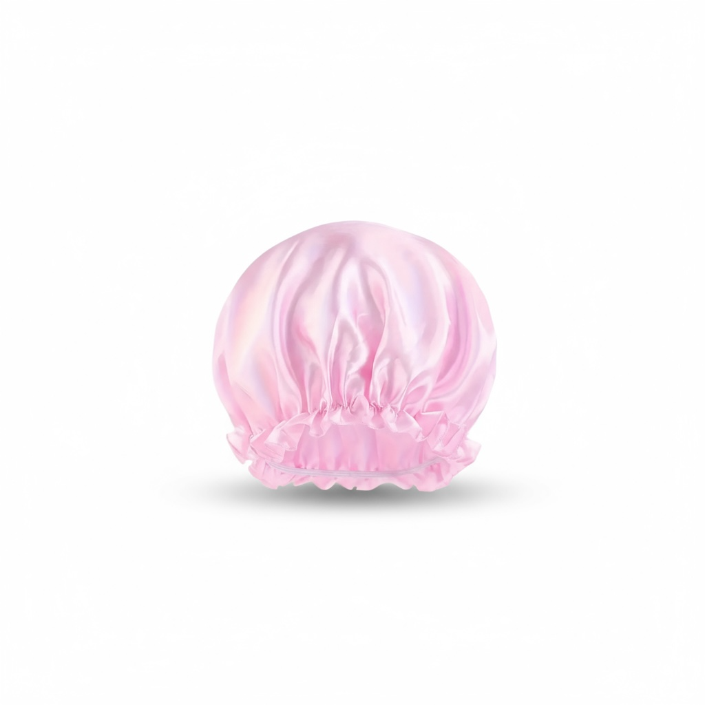 Bonnet satin rose Jalia Cosmetics pour protéger les cheveux bouclés pendant le sommeil