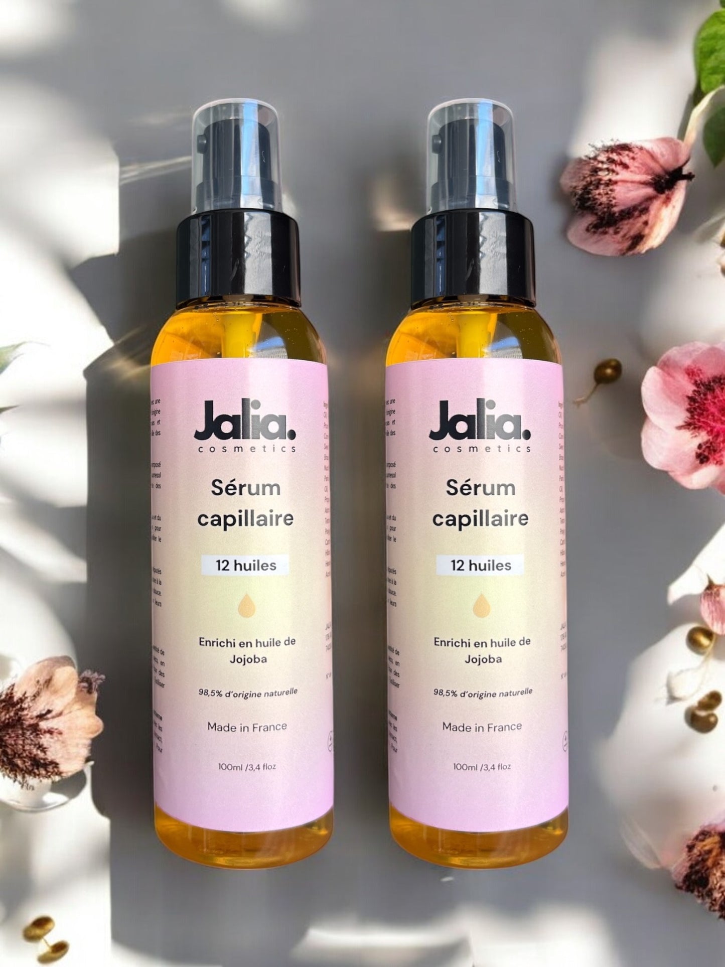Lot 2 sérums capillaires Jalia Cosmetics avec offre spéciale pour sublimer vos cheveux bouclés