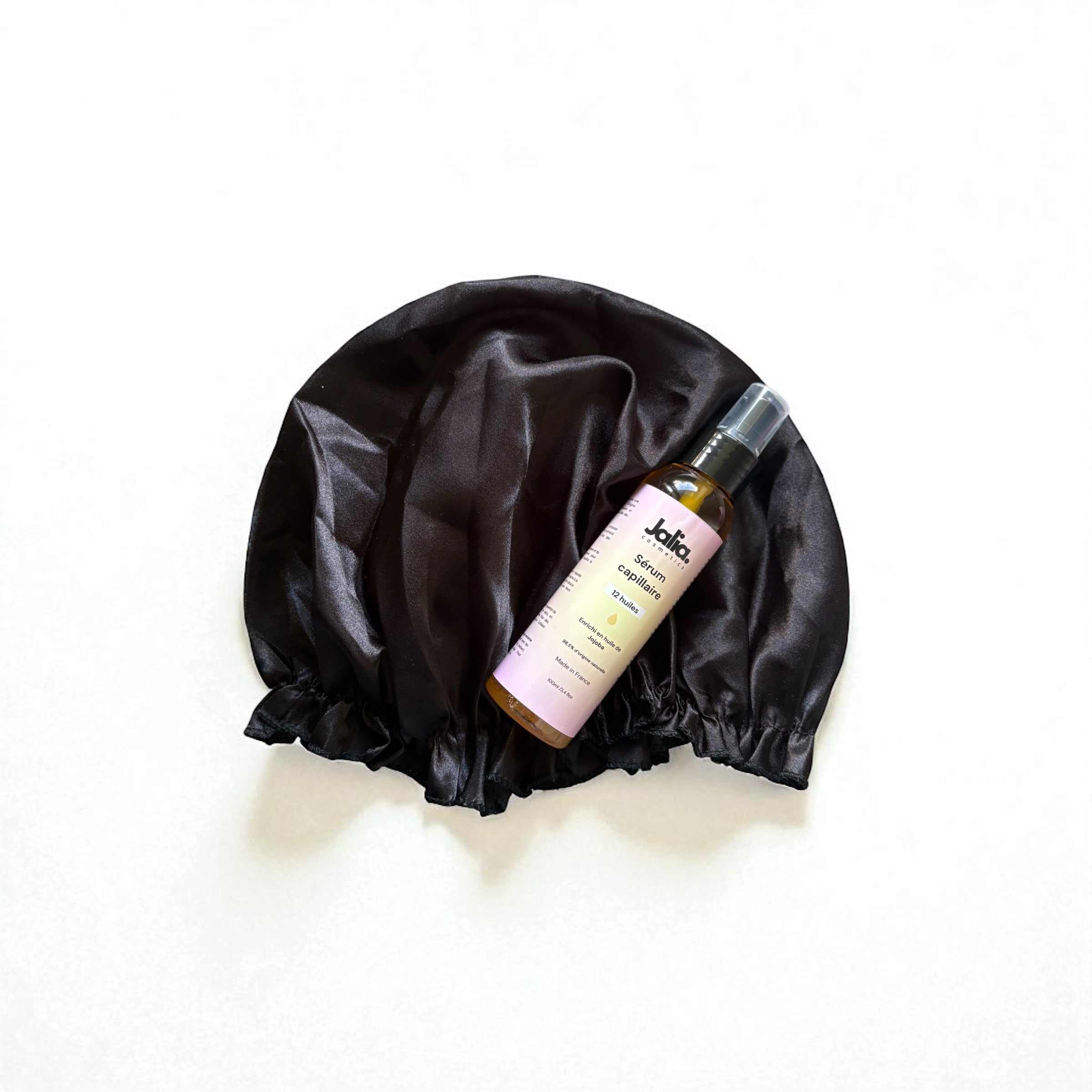Sérum capillaire naturel avec bonnet satin pour protéger et sublimer les cheveux bouclés